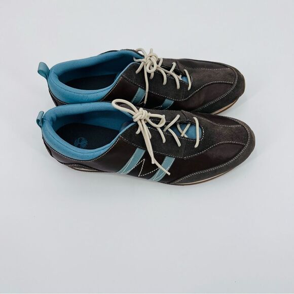 Timberland Sneakers Brown Blue Suede Leather Size 10 - Picture 4 of 9